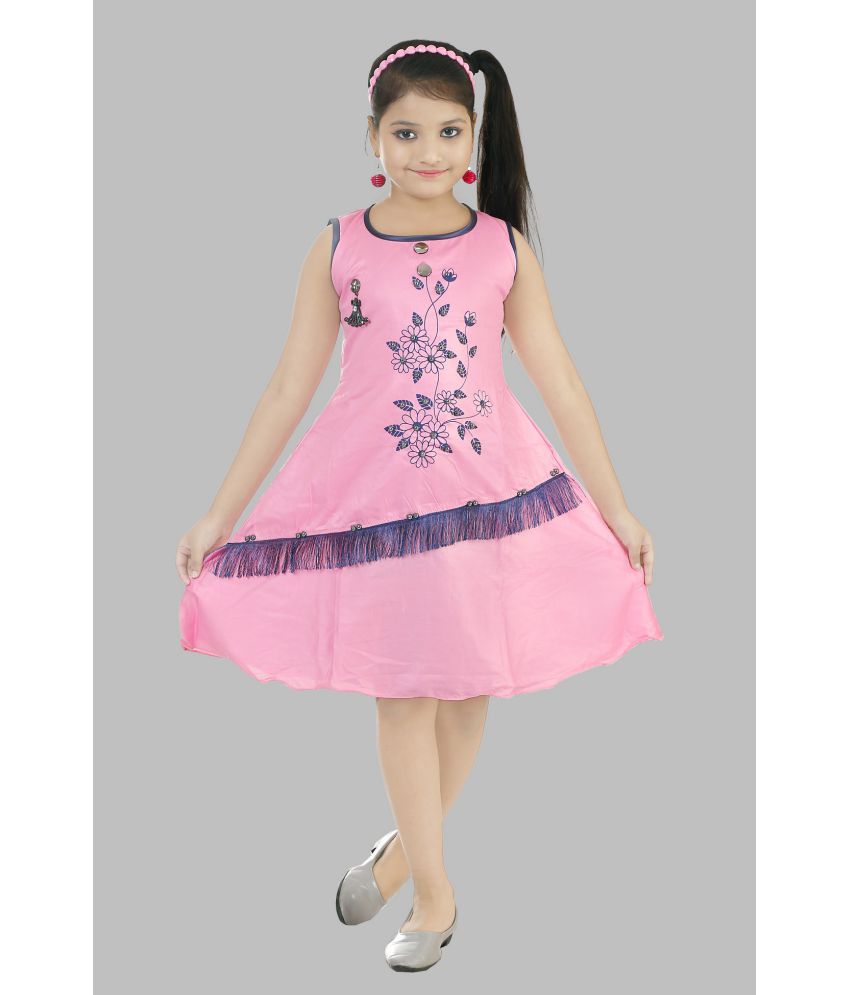     			CHEAP AND BEST - Pink Cotton Blend Girls A-line Dress ( Pack of 1 )