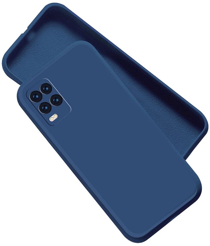     			Case Vault Covers - Blue Silicon Plain Cases Compatible For Realme 8 ( Pack of 1 )