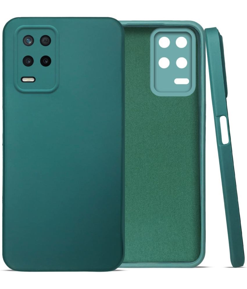     			Case Vault Covers - Green Silicon Plain Cases Compatible For Realme 8 5g ( Pack of 1 )
