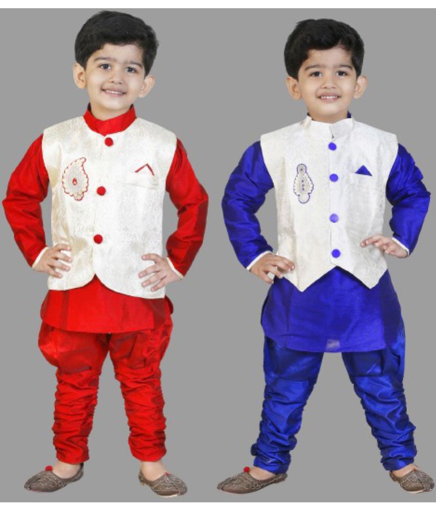     			GENERATION NEXT - Multi Color Silk Boys Kurta With Pyjama ( Pack of 2 )