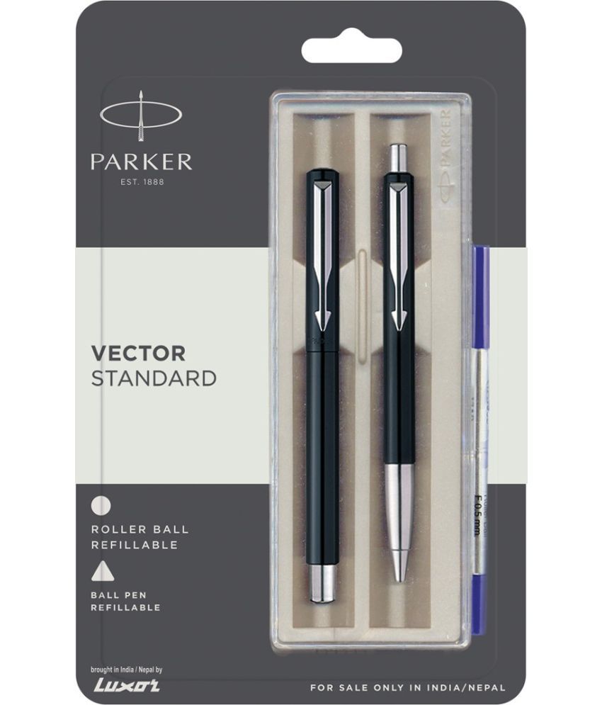     			Parker Vector Standard Roller Ball Pen+Ball Pen Black Body Color Pen Gift Set