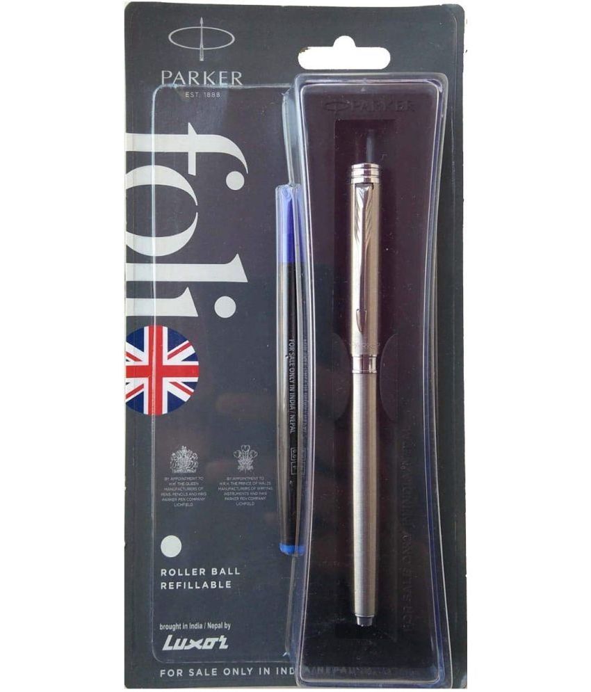     			Parker Folio Stainless Steel Ct Rb Roller Ball Pen (Blue)
