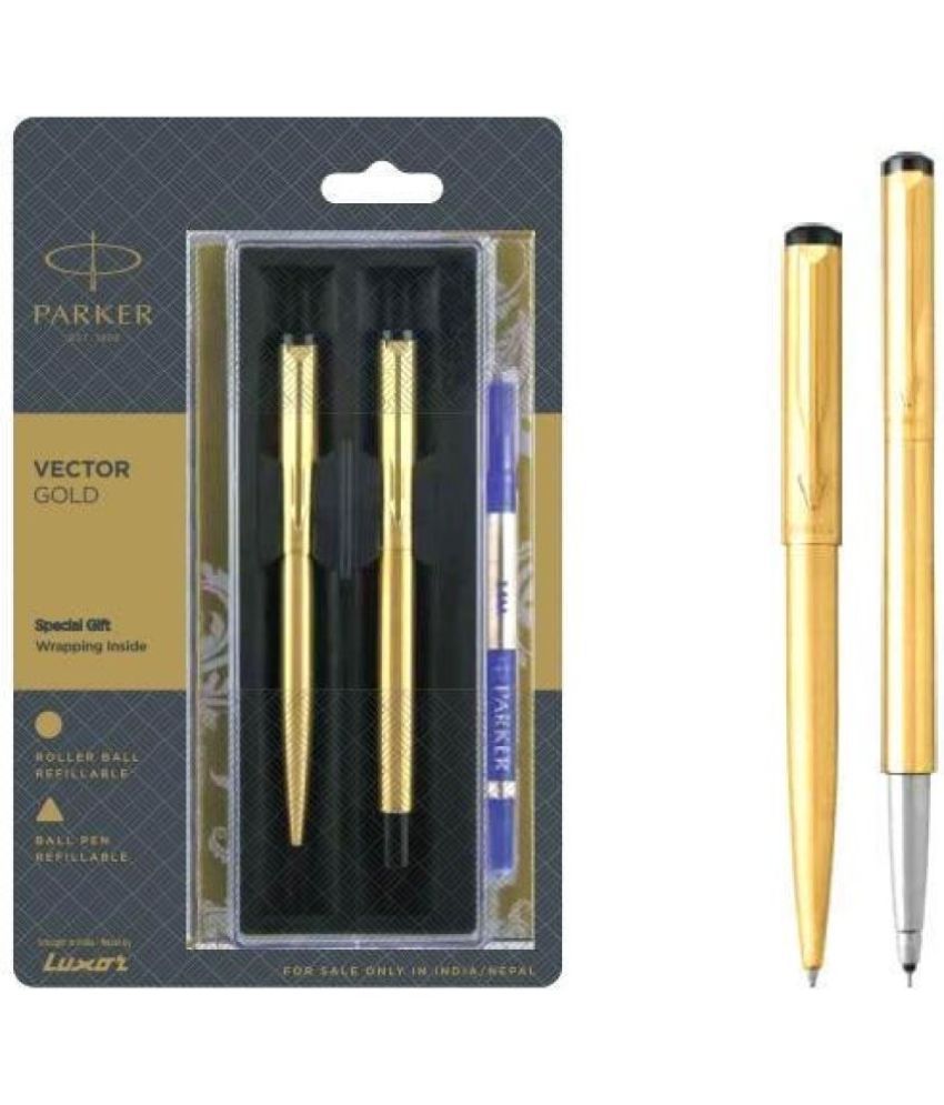     			Parker Gold Gt Roller Ball+Ball Pen Pen Gift Set (Blue)