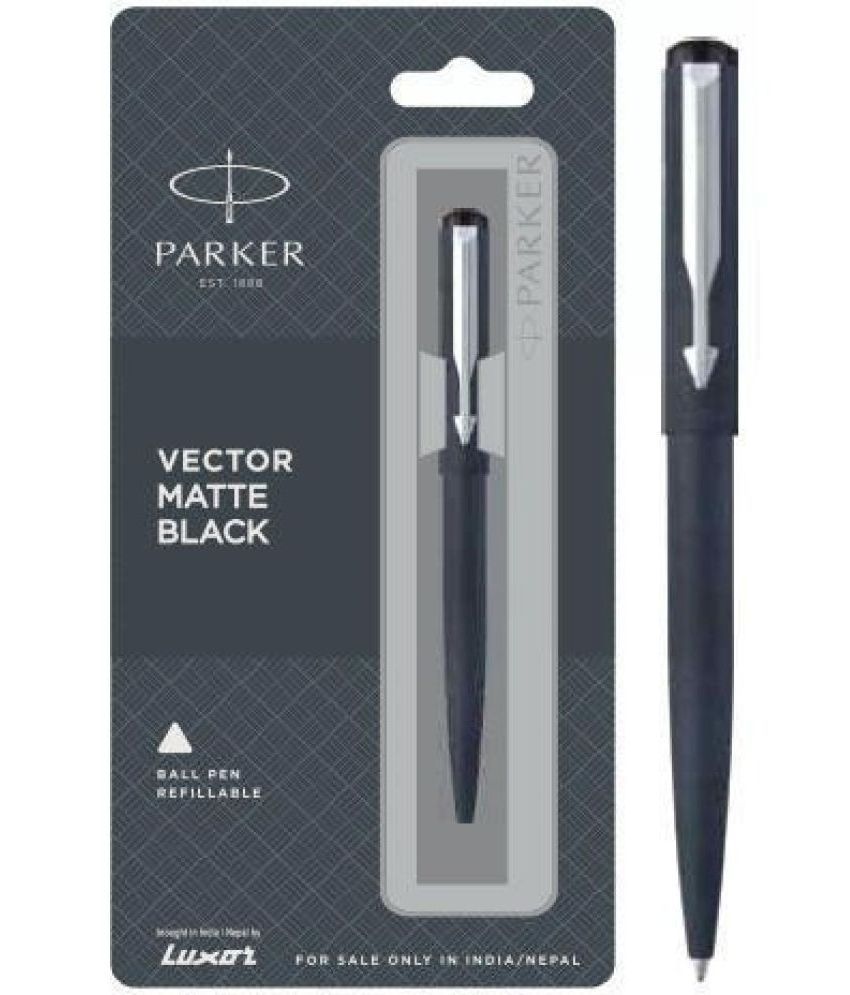    			Parker Vector Matte Black Ball Pen (Pack Of 2, Blue)