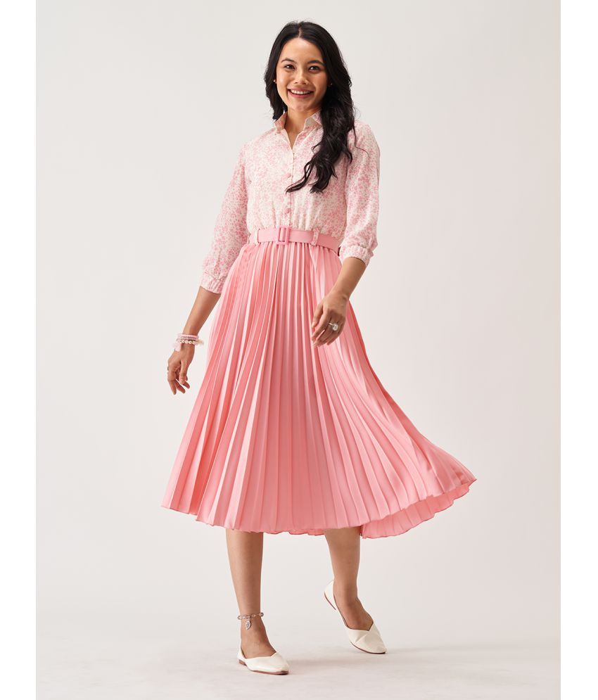     			aask - Pink Polyester Women's Fit & Flare Dress ( Pack of 1 )