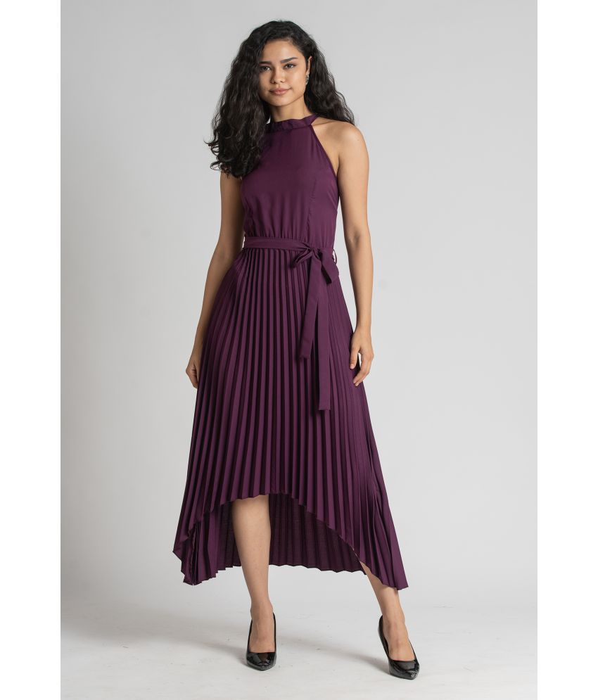     			aask - Purple Polyester Women's Asymmetric Dress ( Pack of 1 )
