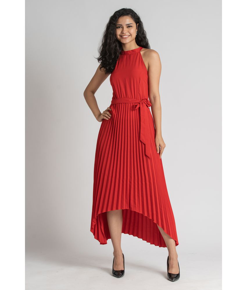     			aask - Red Polyester Women's Asymmetric Dress ( Pack of 1 )