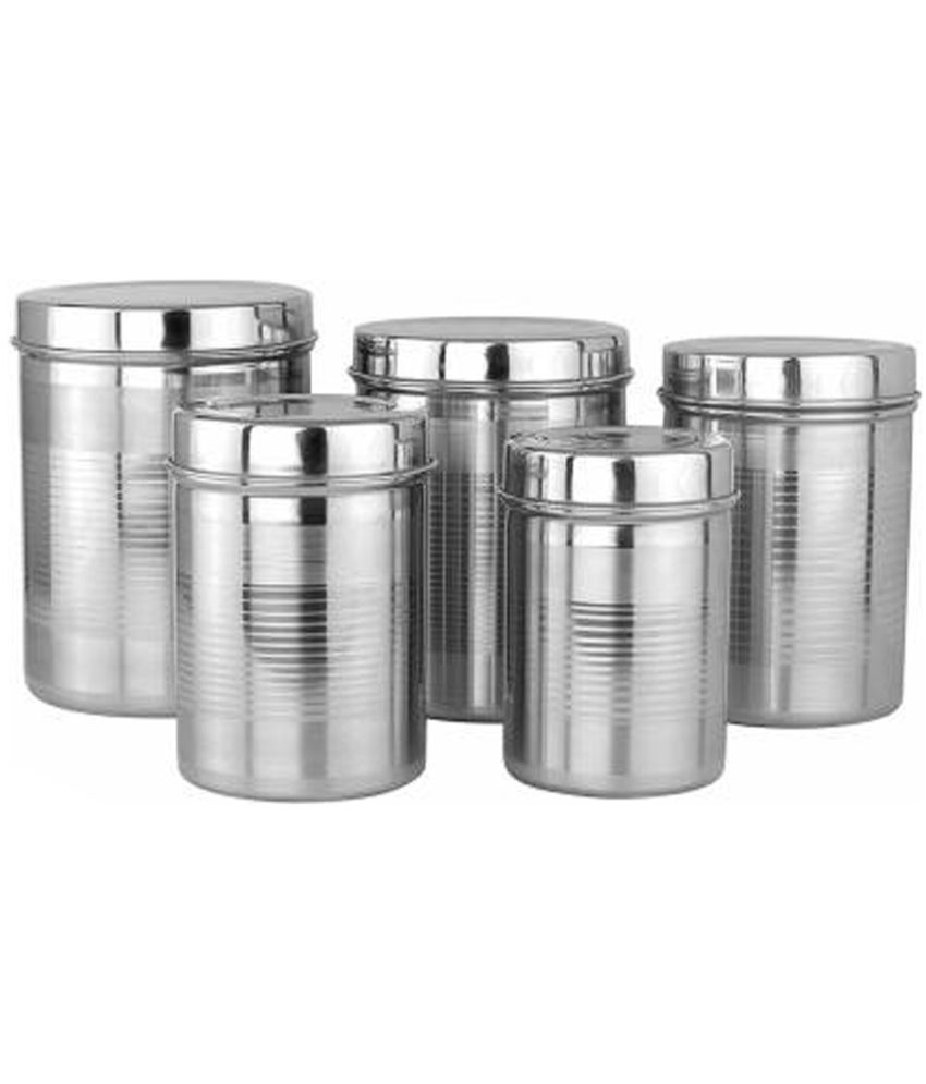     			bartan hub - Container set Silver Steel Dal Container ( Set of 5 ) - 2000 ml