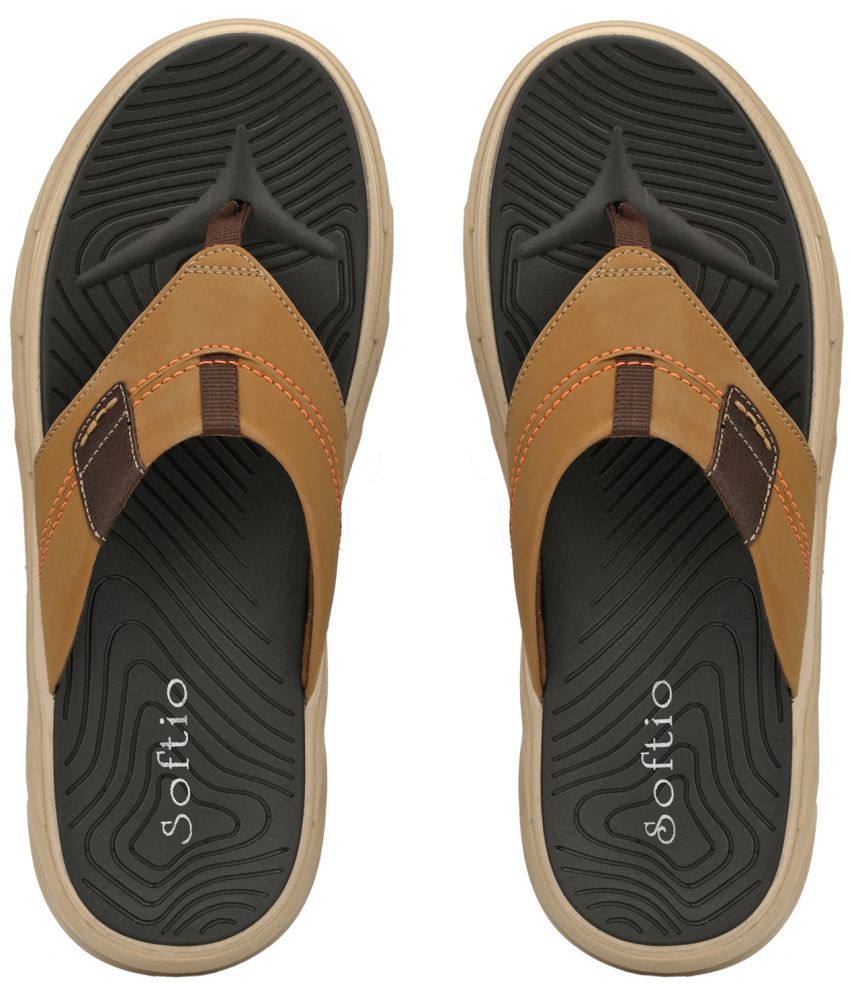     			softio - Beige Men's Thong Flip Flop