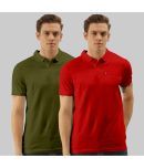 TAB91 - Red Cotton Slim Fit Men's Polo T Shirt ( Pack of 2 )