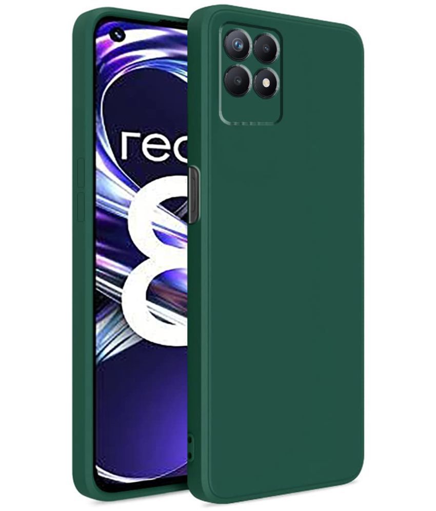     			Case Vault Covers - Green Silicon Plain Cases Compatible For Realme 8i ( Pack of 1 )