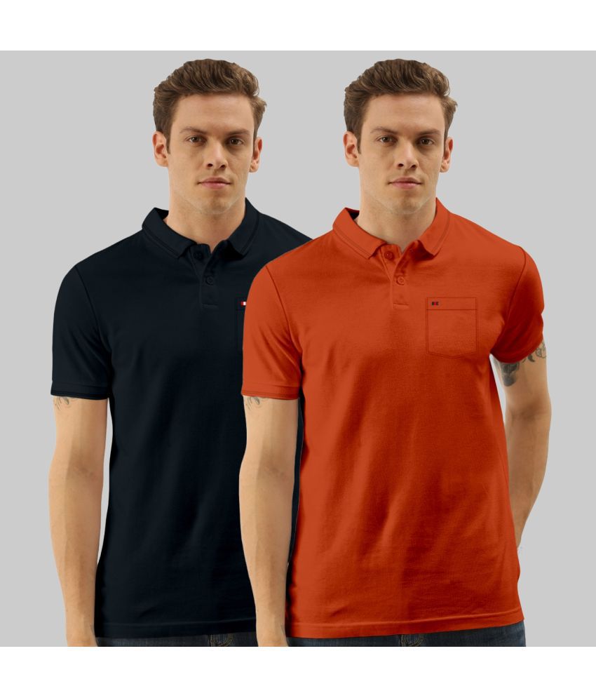     			TAB91 - Navy Cotton Slim Fit Men's Polo T Shirt ( Pack of 2 )