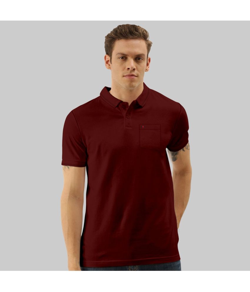     			TAB91 Pack of 1 Cotton Slim Fit Solid Half Sleeves Men's Polo T Shirt ( Wine )