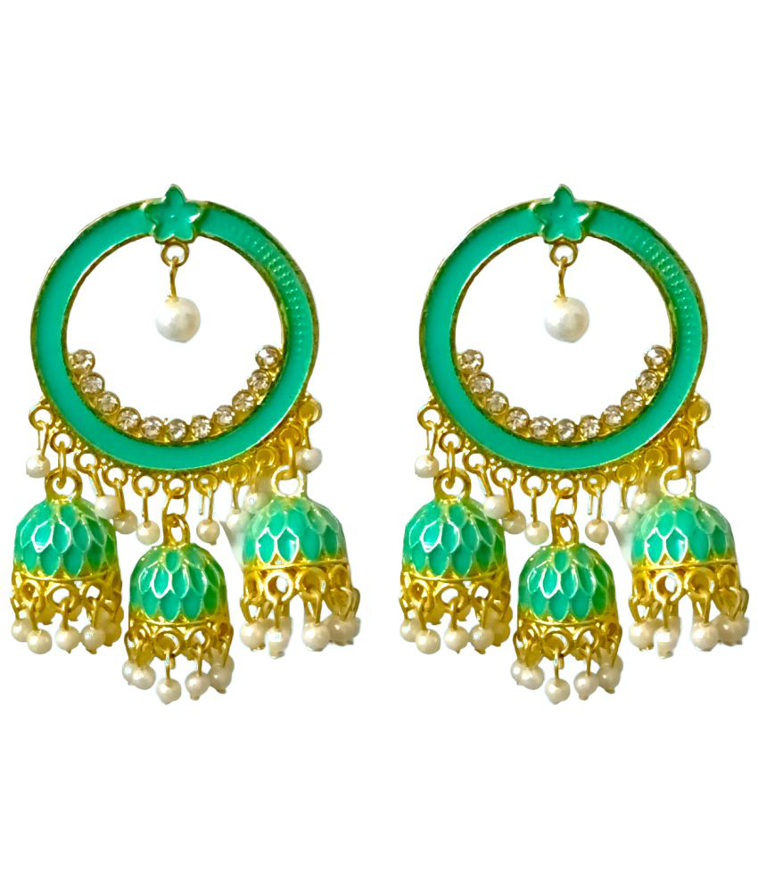     			aadiyatri - Sea Green Jhumki Earrings ( Pack of 1 )