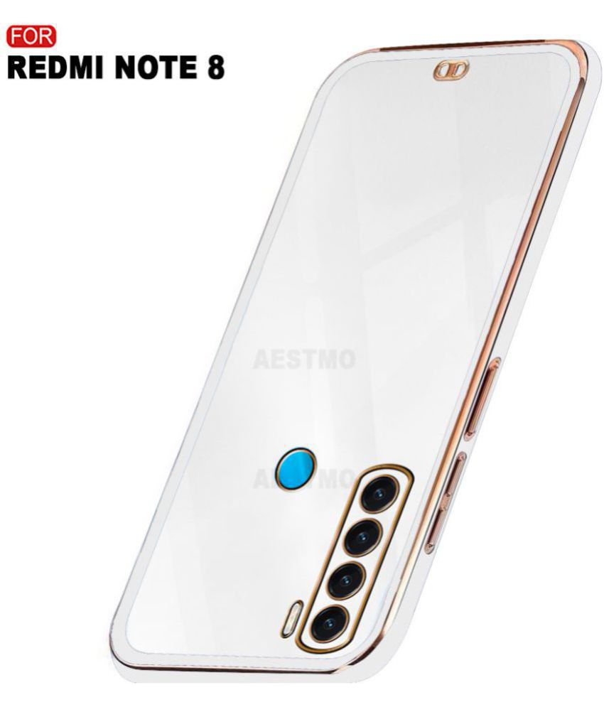     			AESTMO - White Silicon Plain Cases Compatible For Xiaomi Redmi Note 8 ( Pack of 1 )
