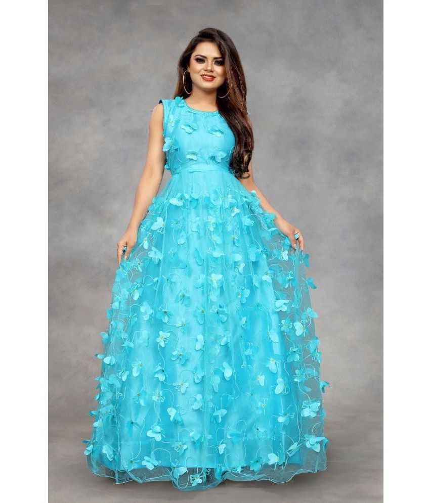     			Apnisha - Turquoise Net Women's Gown ( Pack of 1 )
