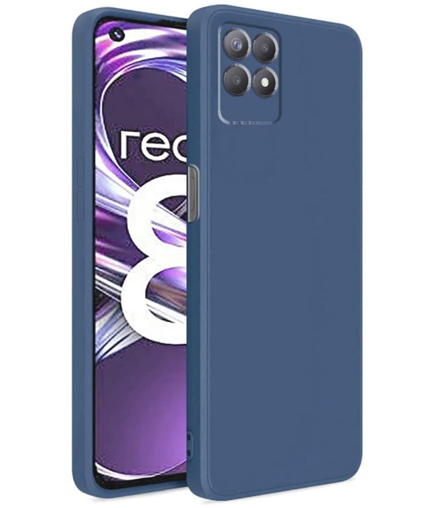     			Case Vault Covers - Blue Silicon Plain Cases Compatible For Realme 8i ( Pack of 1 )