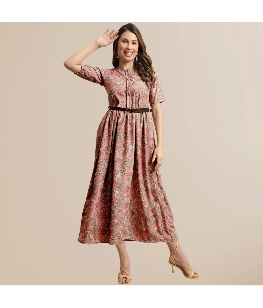     			Fabflee - Pink Rayon Women's Fit & Flare Dress ( Pack of 1 )