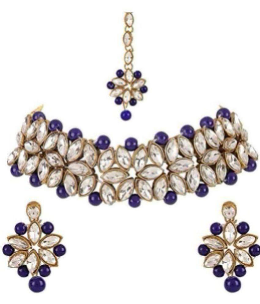     			PUJVI - Purple Alloy Necklace Set ( Pack of 1 )