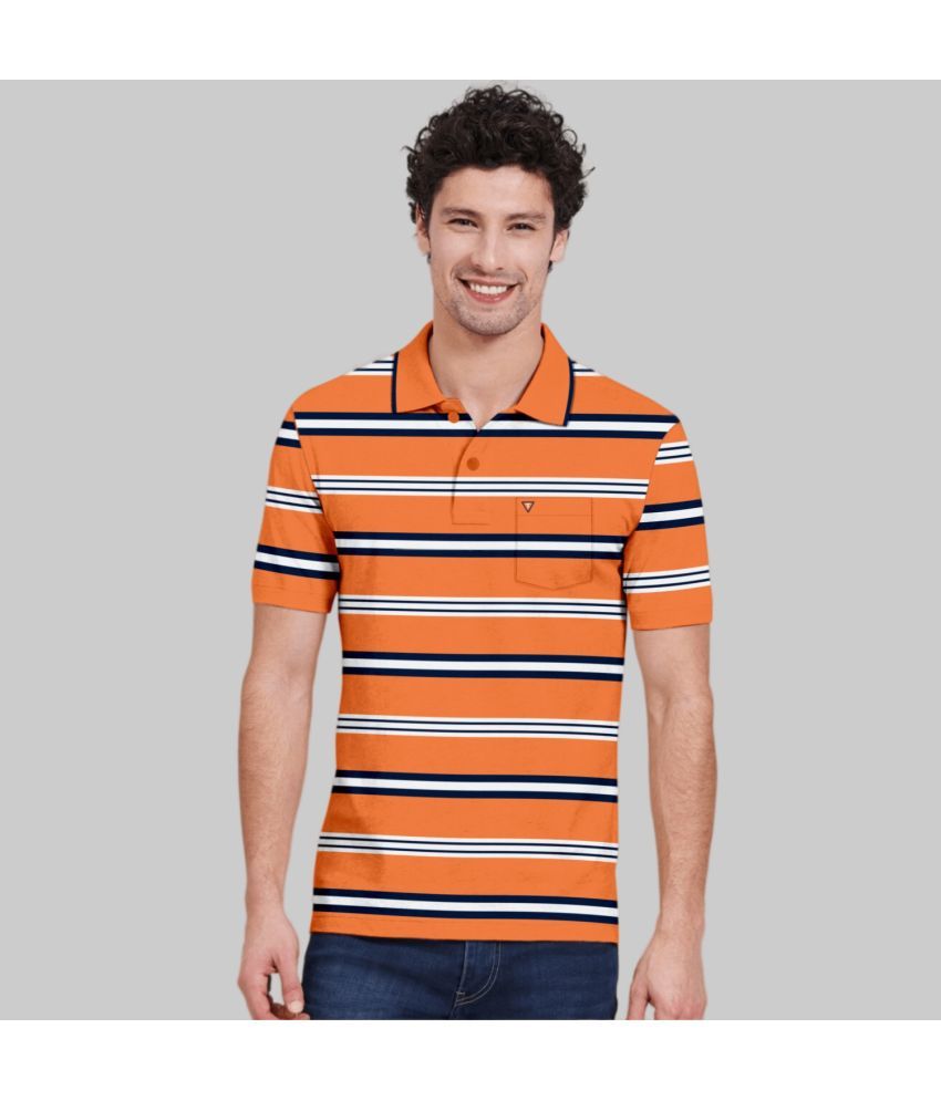     			TAB91 Pack of 1 Cotton Slim Fit Striped Half Sleeves Men's Polo T Shirt ( Orange )