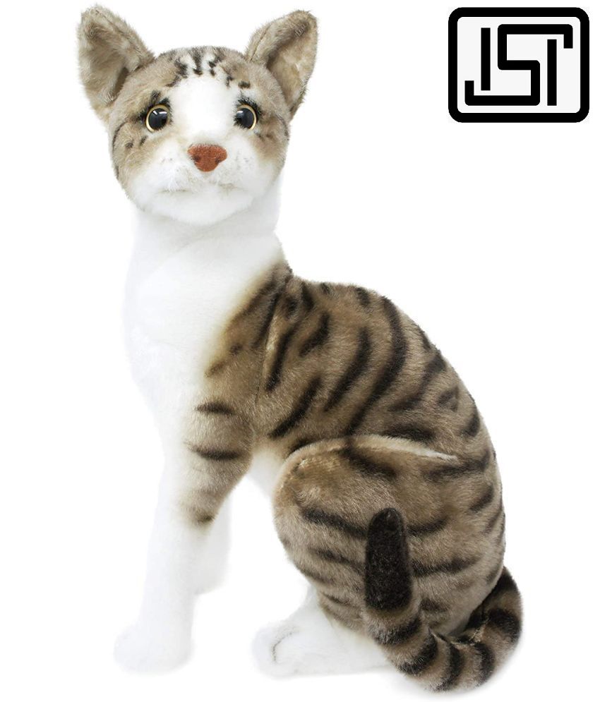     			Tickles Cute Cat Soft Stuffed Plush Animal Toy for Kids Room and Home Decoration (Size: 21 cm Color: Grey and White)