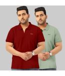 TAB91 Pack of 2 Cotton Blend Regular Fit Solid Half Sleeves Men's Polo T Shirt ( Maroon )