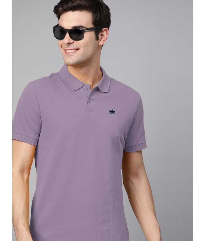     			ADORATE Pack of 1 Cotton Blend Regular Fit Solid Half Sleeves Men's Polo T Shirt ( Lavender )