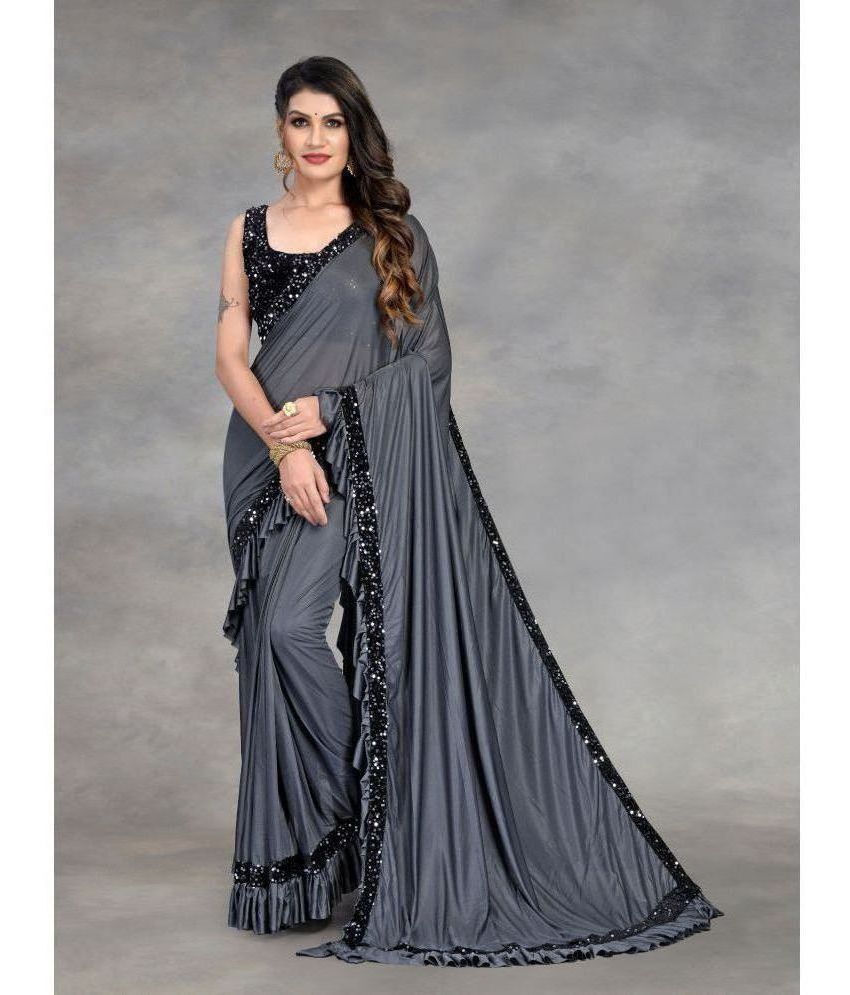     			Apnisha - Grey Lycra Saree With Blouse Piece ( Pack of 1 )