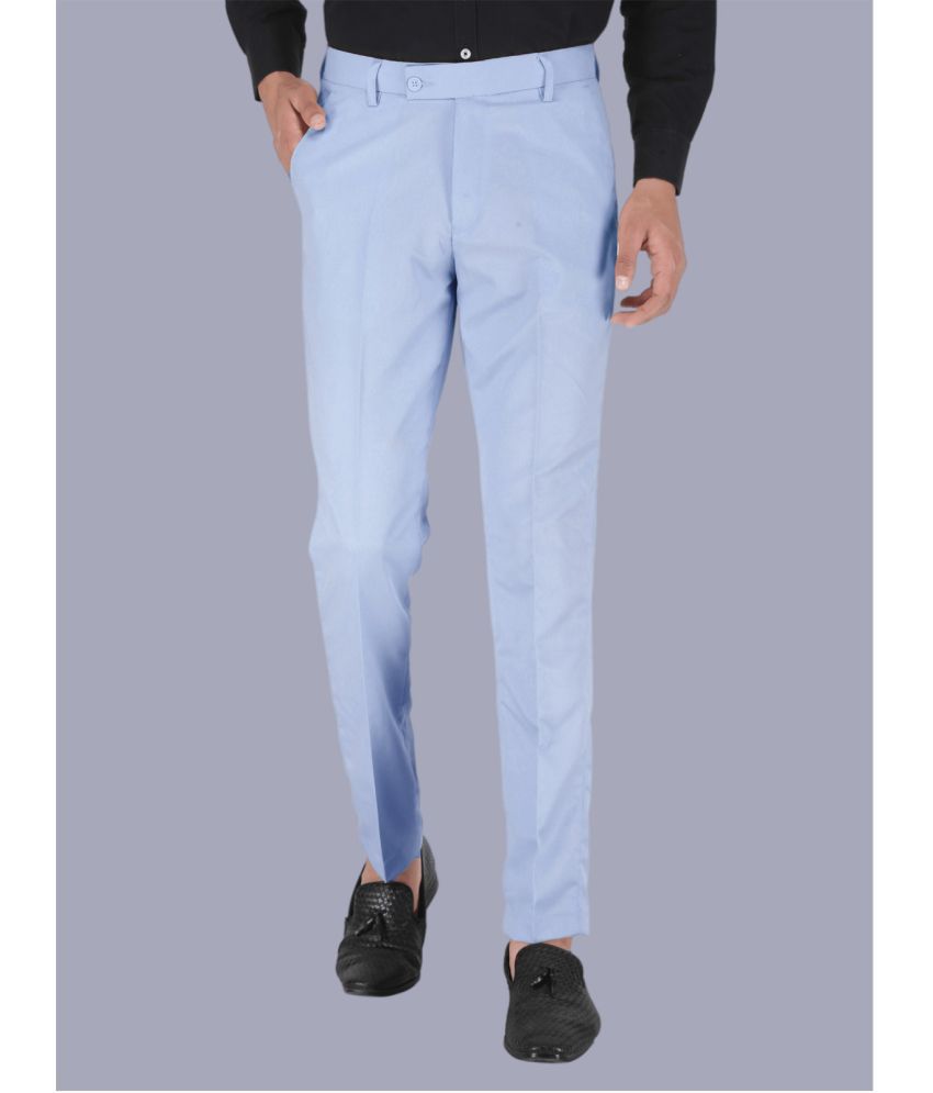     			CLARE&CLARA Light Blue Regular Formal Trouser ( Pack of 1 )
