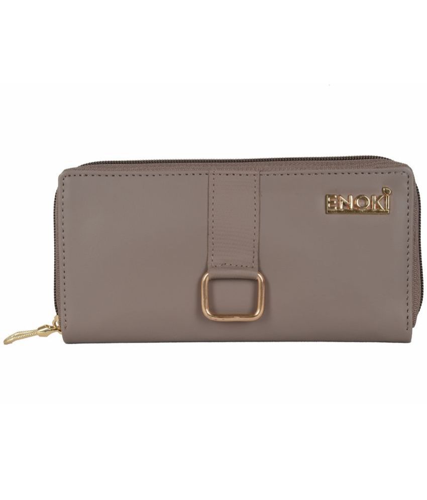     			Enoki - Faux Leather Beige Women's Zip Around Wallet ( Pack of 1 )