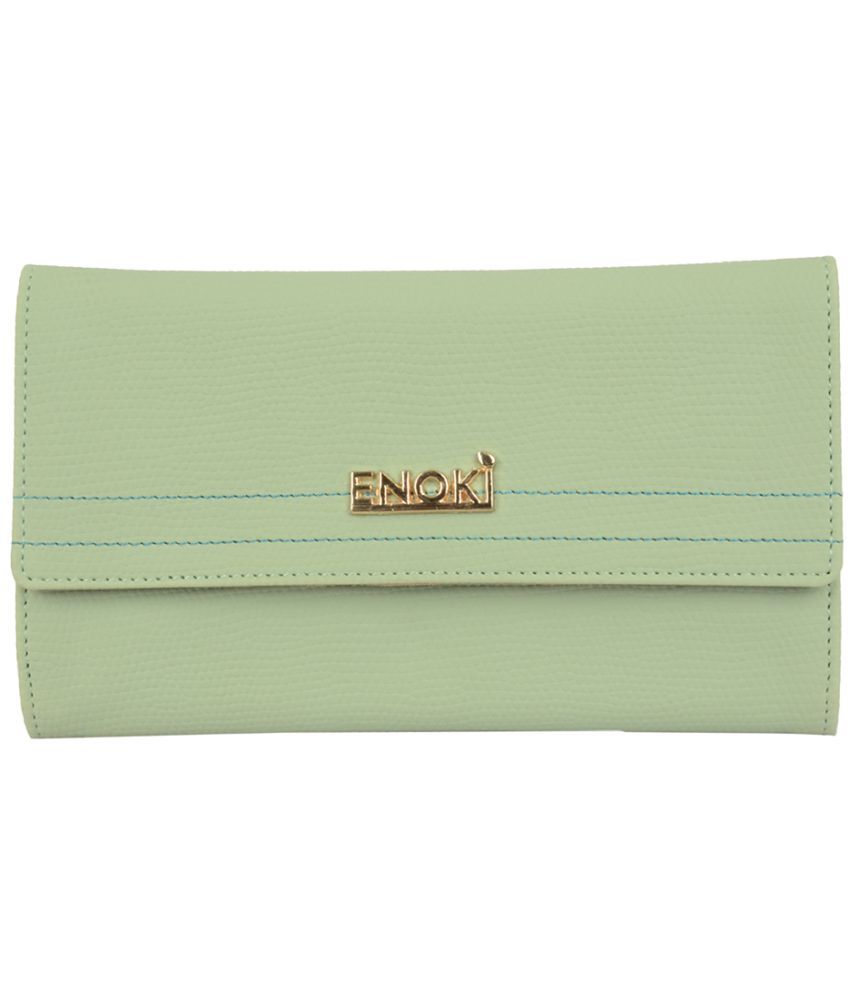     			Enoki - Faux Leather Green Women's Three fold Wallet ( Pack of 1 )