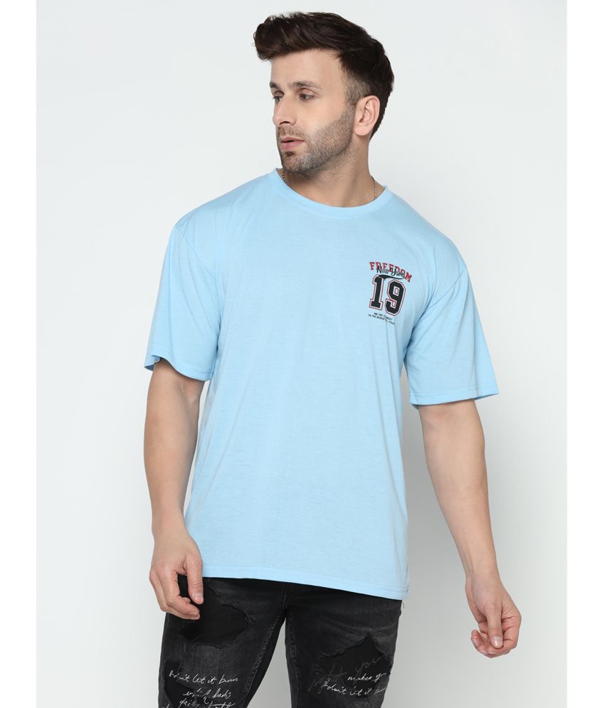     			Gritstones - Sky Blue Cotton Blend Oversized Fit Men's T-Shirt ( Pack of 1 )