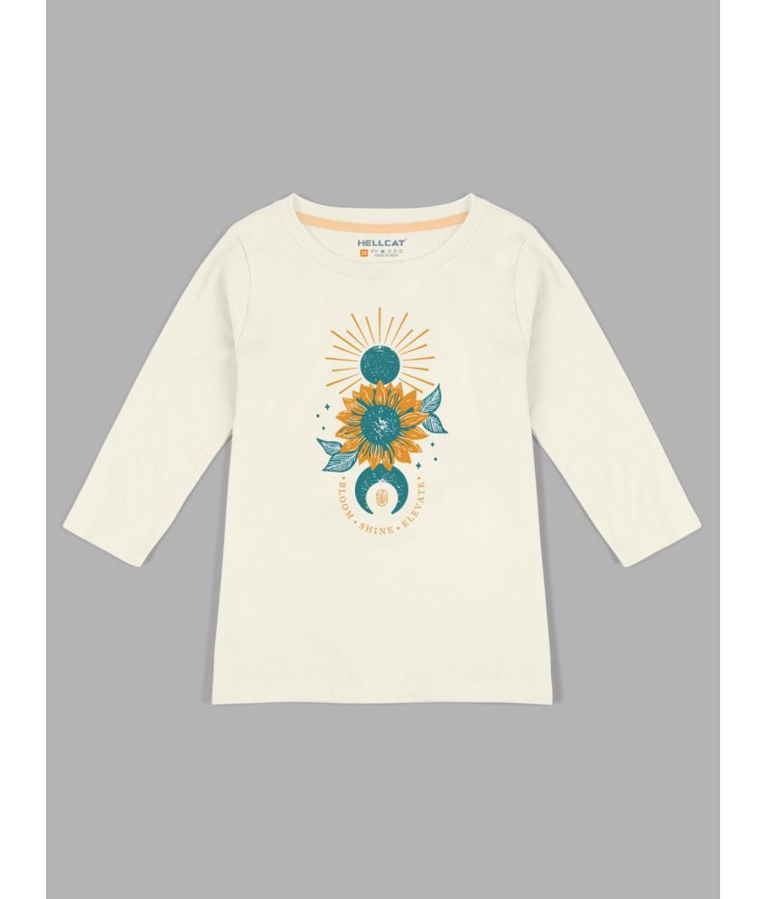     			HELLCAT - Cream Cotton Blend Girls T-Shirt ( Pack of 1 )