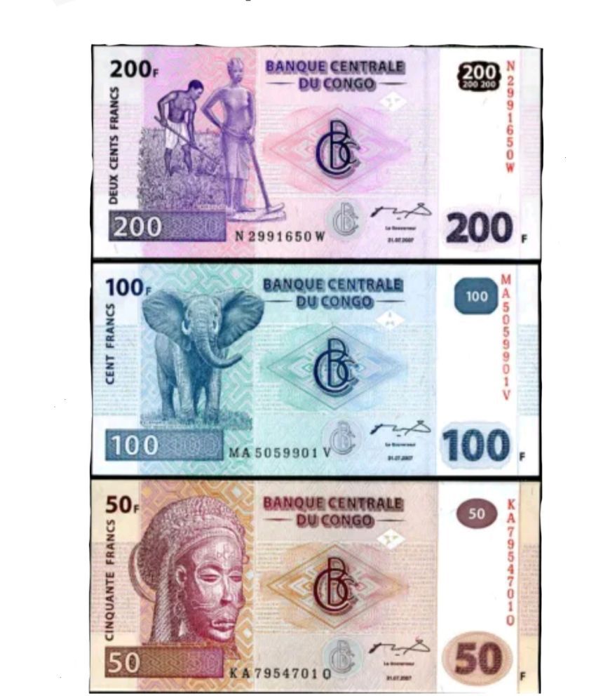     			SUPER ANTIQUES GALLERY - CONGO 50,100,200 FRANCS SET IN TOP GRADE 3 Paper currency & Bank notes