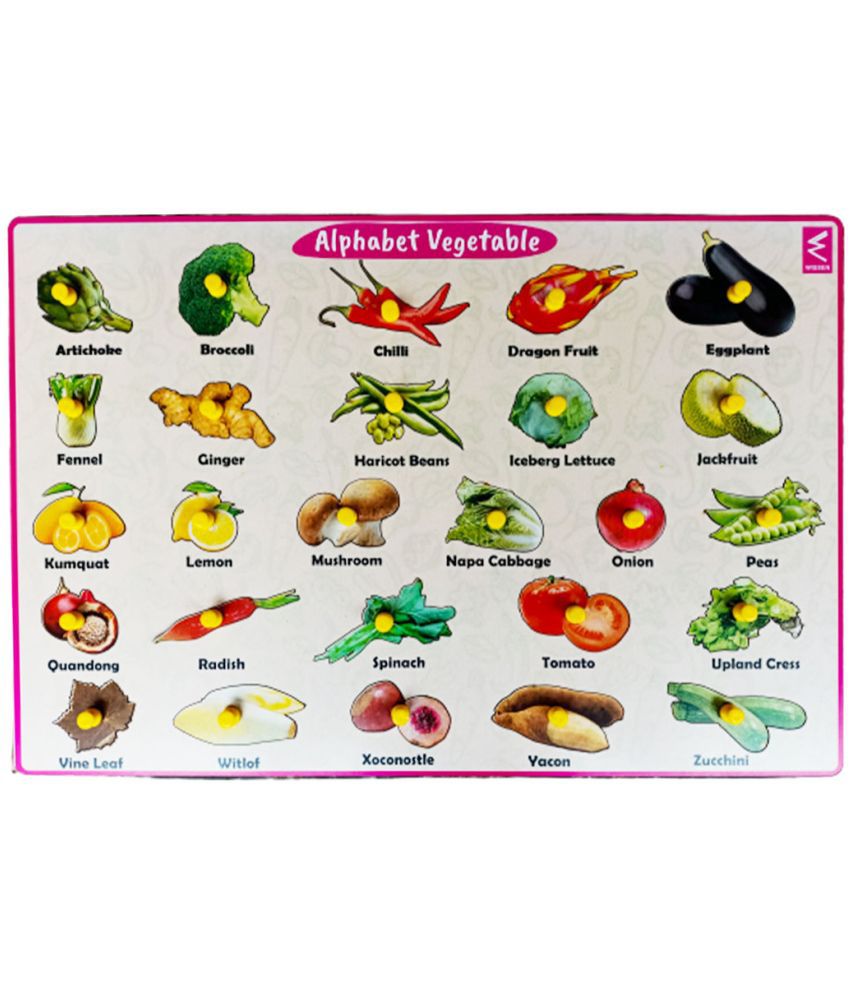     			WISSEN Wooden Vegetables from A-Z Educational Knob Tray-12*18 inch for kids 3 years & above