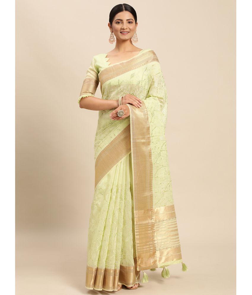     			Rekha Maniyar Fashions - Olive Cotton Saree With Blouse Piece ( Pack of 1 )