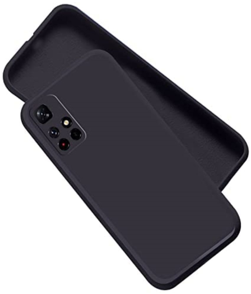     			ZAMN - Black Silicon Plain Cases Compatible For Xiaomi Redmi Note 11T 5G ( Pack of 1 )