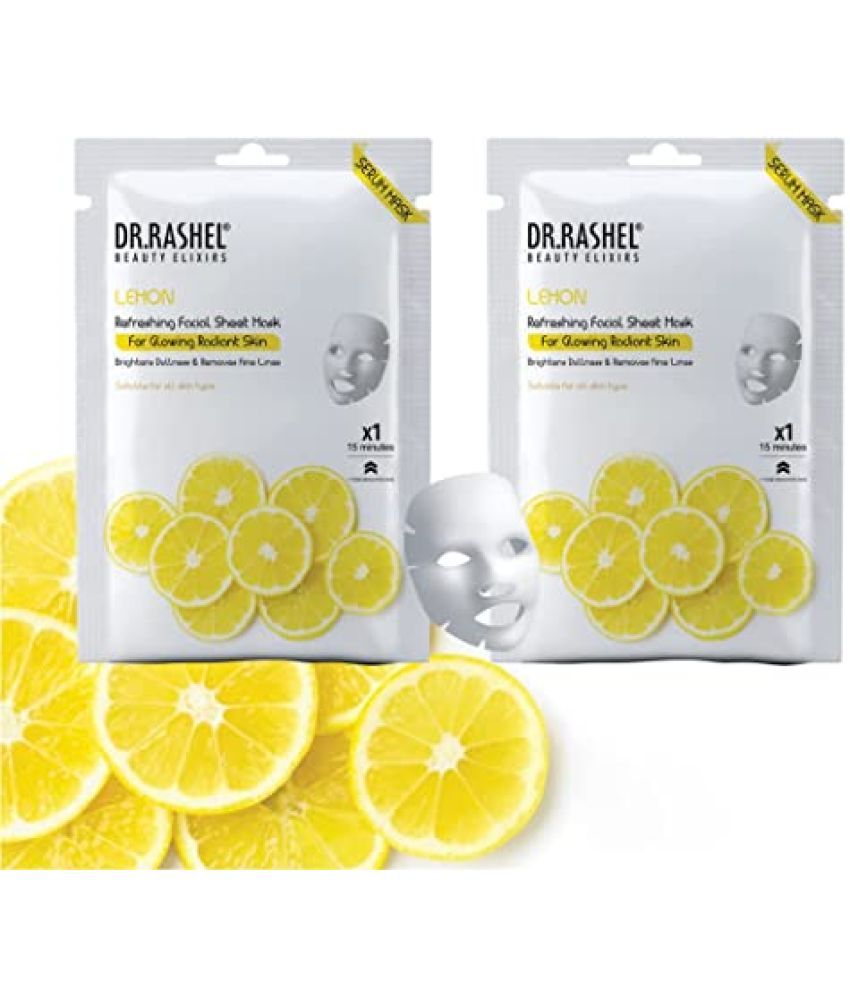     			DR.RASHEL Lemon Sheet Mask for Deep Hydration | Suits All Skin Types (20 gm each) | Pack of 2