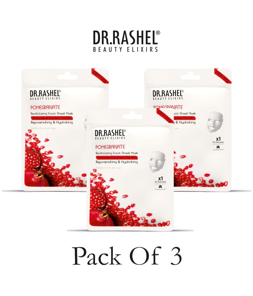     			DR.RASHEL Pomegranate Sheet Mask for Deep Hydration | Suits All Skin Types (20 gm each) | Pack of 3