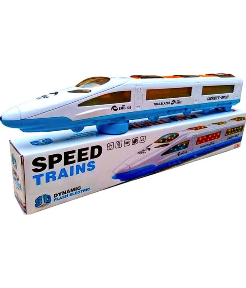     			YESKART-Transparent Bump N Go Train for Kids with 3D Lights & Music | High Speed Bullet Train Without Track for Kids | 360 Degree Motion and Bump and Go Action