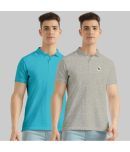 TAB91 - Grey Cotton Blend Slim Fit Men's Polo T Shirt ( Pack of 2 )