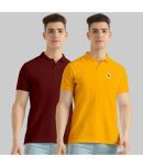 TAB91 Pack of 2 Cotton Blend Slim Fit Solid Half Sleeves Men's Polo T Shirt ( Yellow )