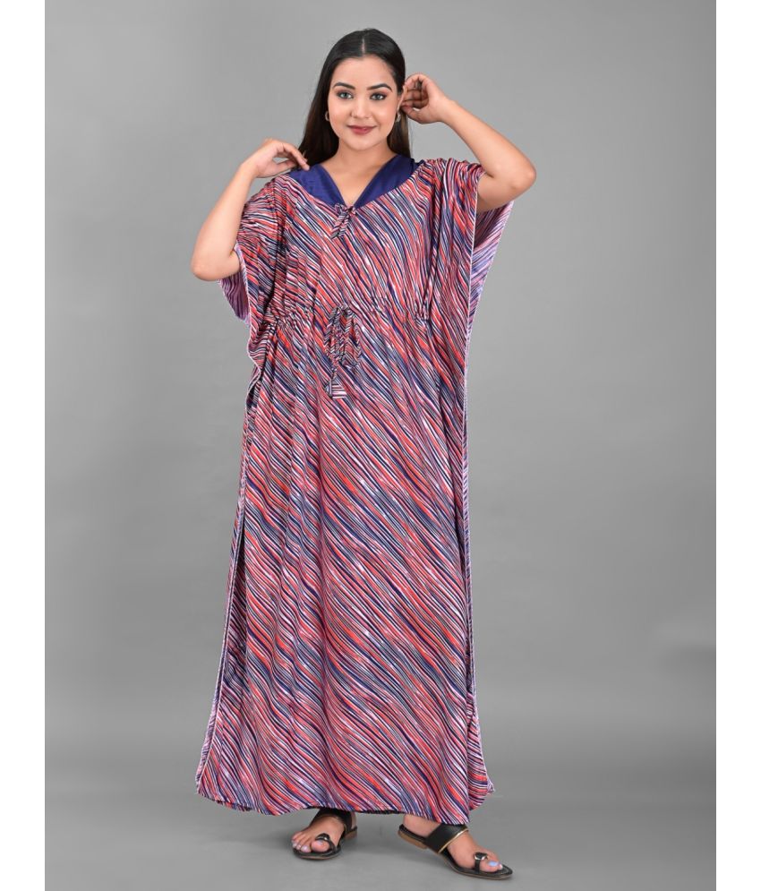     			Apratim - Multi Color Satin Women's Nightwear Kaftan Night Dress ( Pack of 1 )