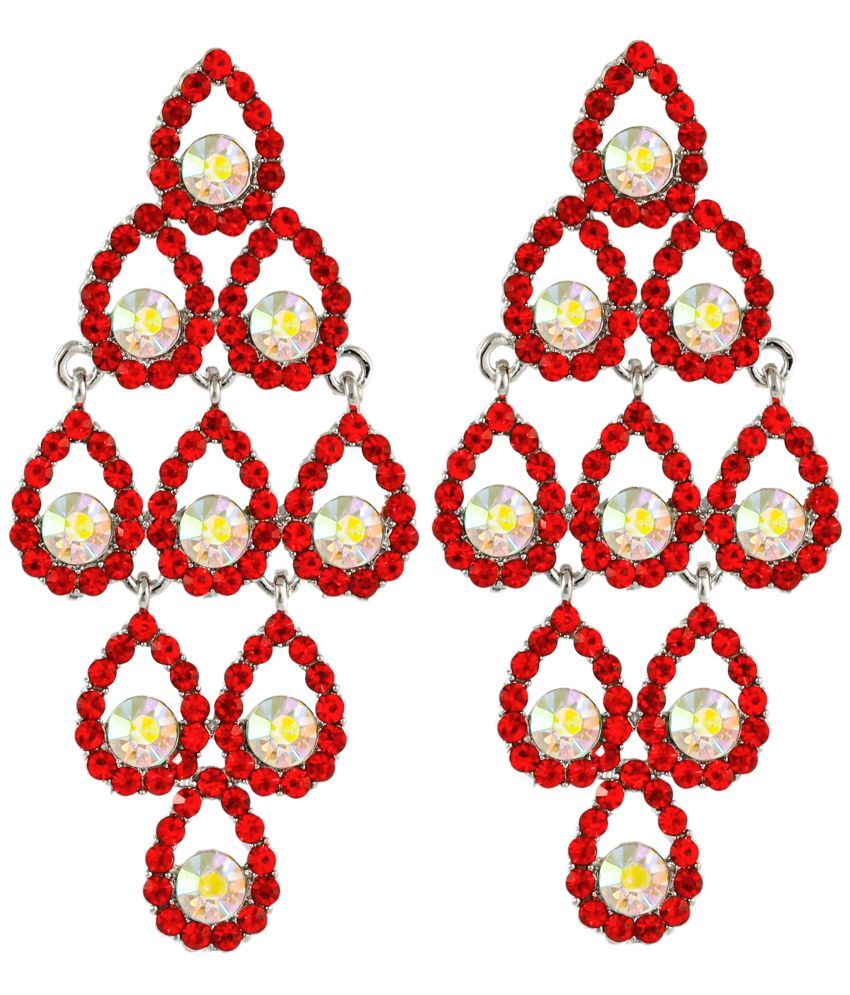     			FASHION FRILL - Red Chandelier Earrings ( Pack of 1 )