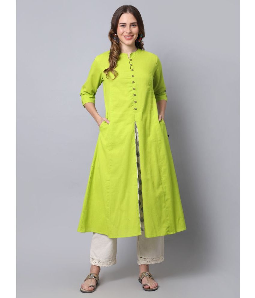     			Pistaa - Lime Green Cotton Women's A-line Kurti ( Pack of 1 )