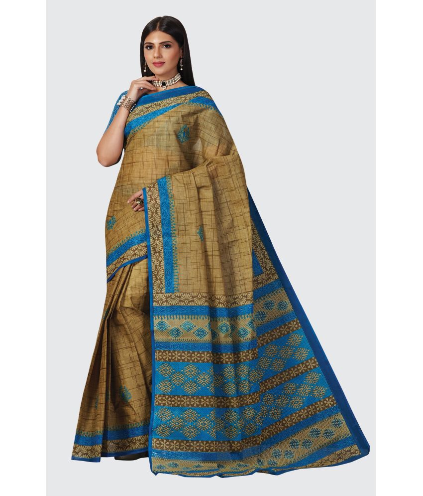     			SHANVIKA - Brown Cotton Saree With Blouse Piece ( Pack of 1 )
