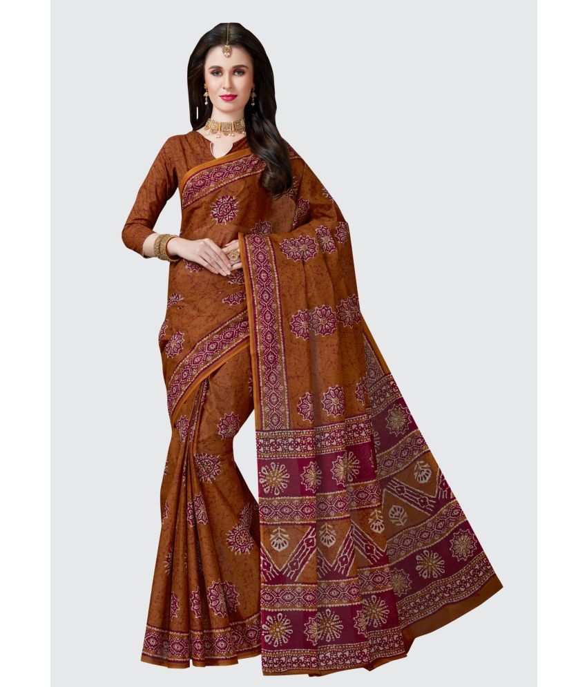     			SHANVIKA - Rust Cotton Saree With Blouse Piece ( Pack of 1 )