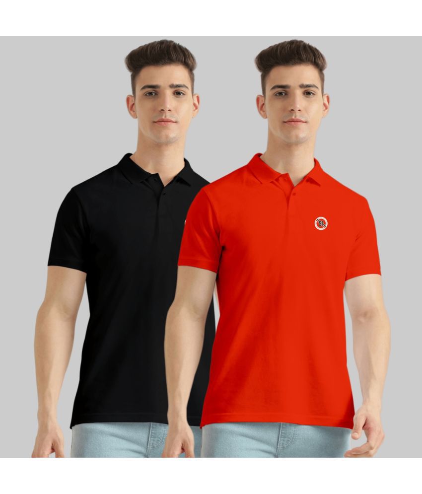     			TAB91 - Orange Cotton Blend Slim Fit Men's Polo T Shirt ( Pack of 2 )
