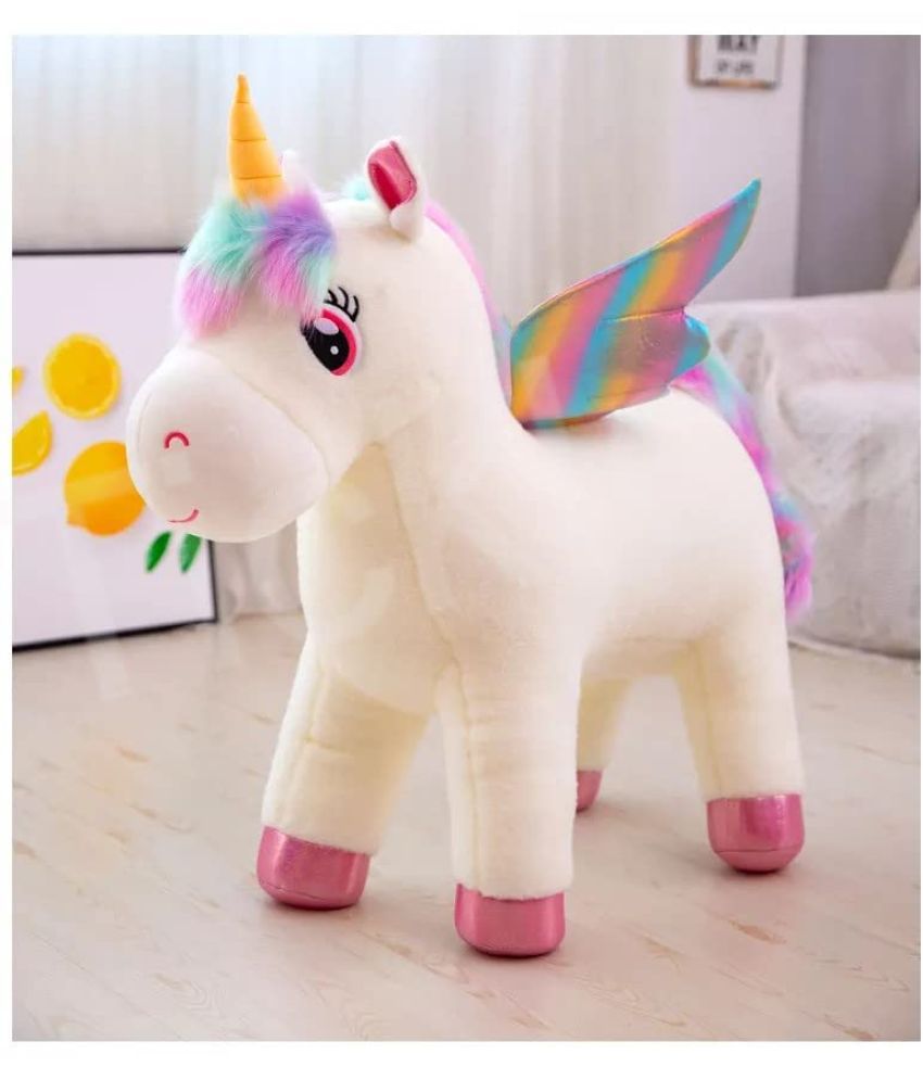     			Tickles Rainbow Wings Unicorn Horse Soft Stuffed Plush Animal Toy for Kids Birthday Gifts Home Decoration (Size: 25 cm Color: White)