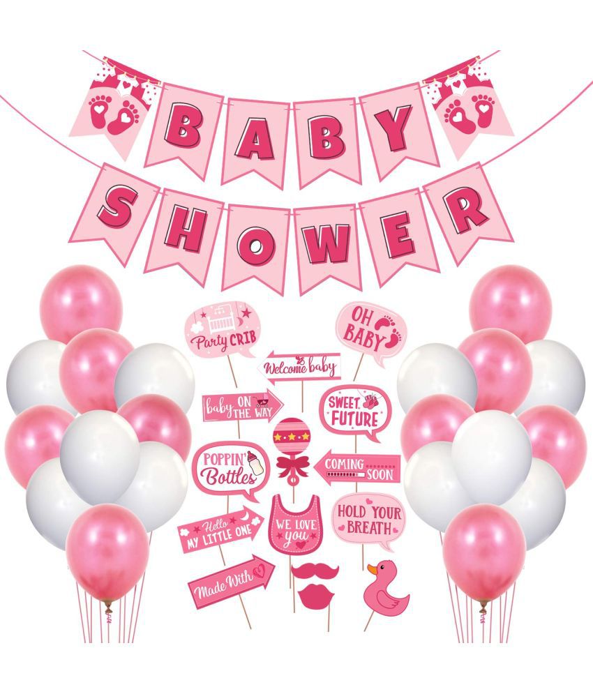     			Zyozi Baby Shower Decorations Props Material Set-41 Pcs Banner, Photo Booth Props and Balloons for,Maternity,Balloons Babyshower Mom to Be Photoshoot Materials Products Items Supplies